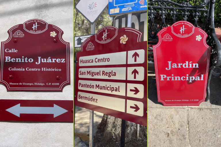Imagen: Huasca renueva su señalética para modernizar el centro histórico