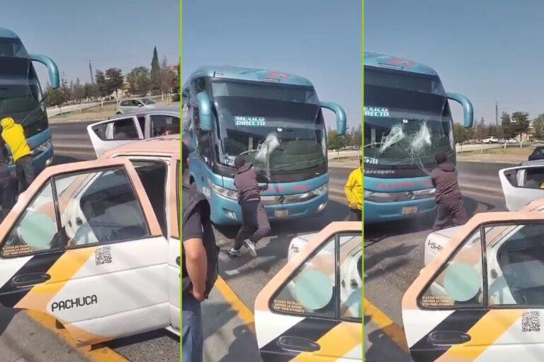 Imagen: Sujetos atacan camión de pasajeros en pleno bulevar Felipe Ángeles de Pachuca