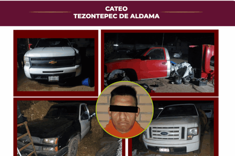 Imagen: Tezontepec de Aldama: Detienen a un hombre con armas y vehículos robados en un operativo