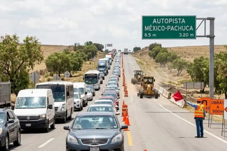 Imagen: Bloqueo, obras y tráfico complican circulación en la México–Pachuca; llaman a usar vías alternas