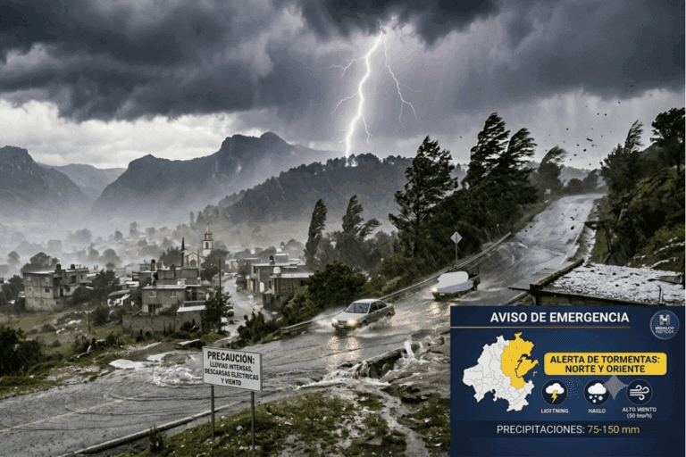 Imagen: Clima en Hidalgo hoy: pronostican lluvias intensas con riesgo de inundaciones este 8 de julio